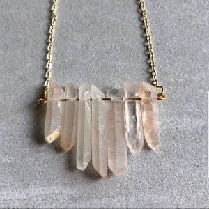 Peach quarts boho 14k gold necklace luxurious